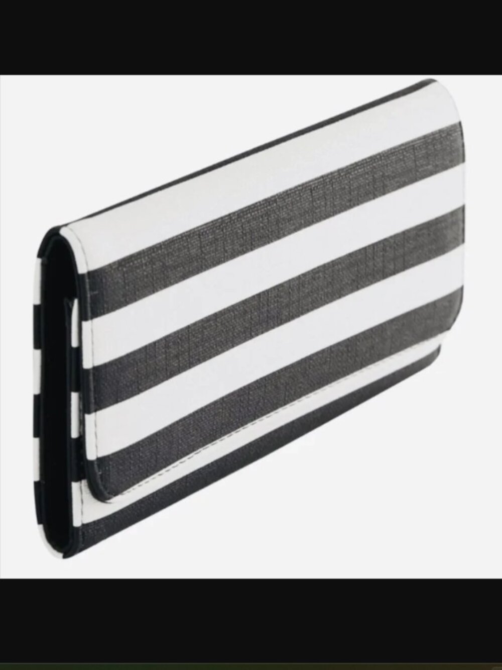 NWT Kut from the Kloth Foldover Wallet in Black/White Stripes
